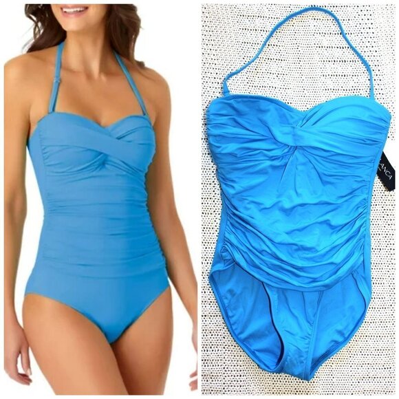 NWT La Blanca Island Goddess Bandeau one piece Swimsuit Size 4 Summer beach - Picture 1 of 8